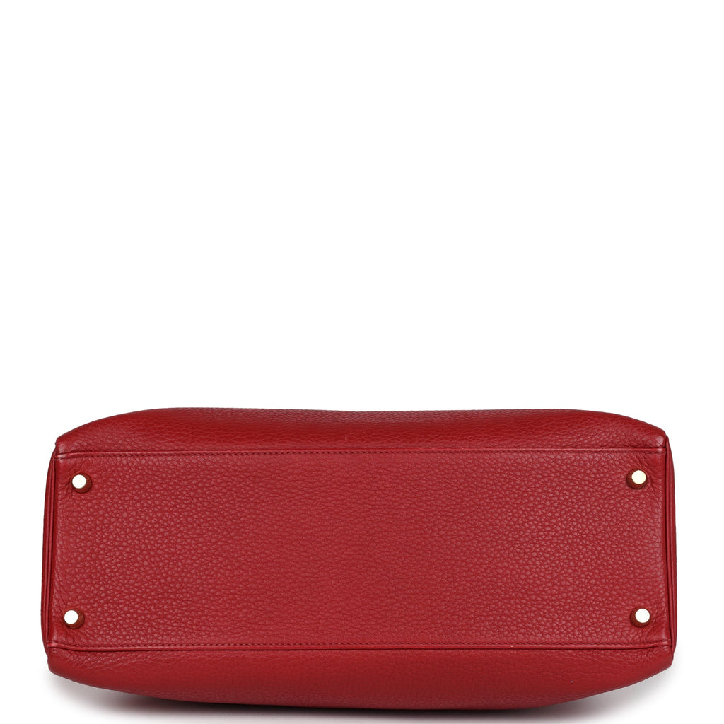 Hermes Kelly 35 Rouge Garance Clemence Gold Hardware - Exclusu