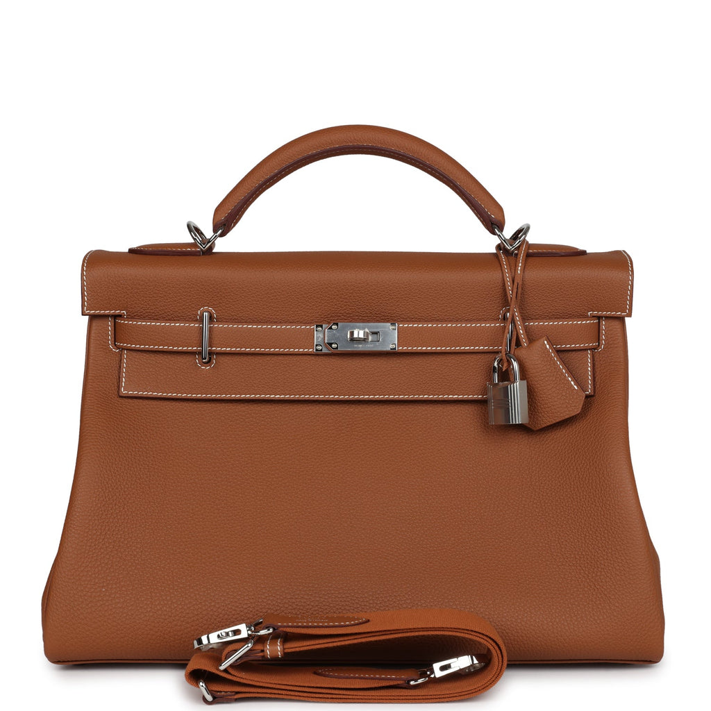 Hermes Kelly 42 Maxi Gold Togo Palladium Hardware - Exclusu