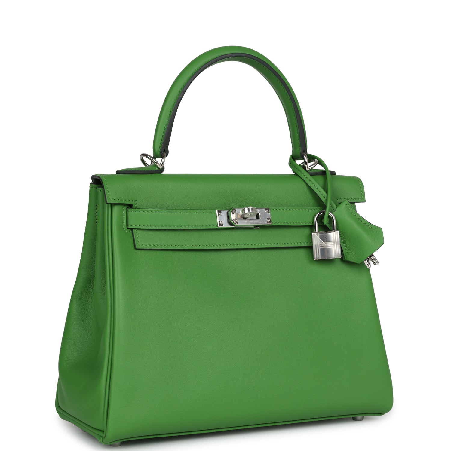 Hermes Kelly Retourne 25 Vert Yucca Swift Palladium Hardware - Exclusu