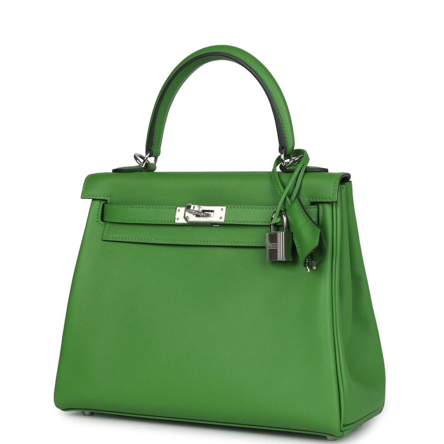Hermes Kelly Retourne 25 Vert Yucca Swift Palladium Hardware - Exclusu