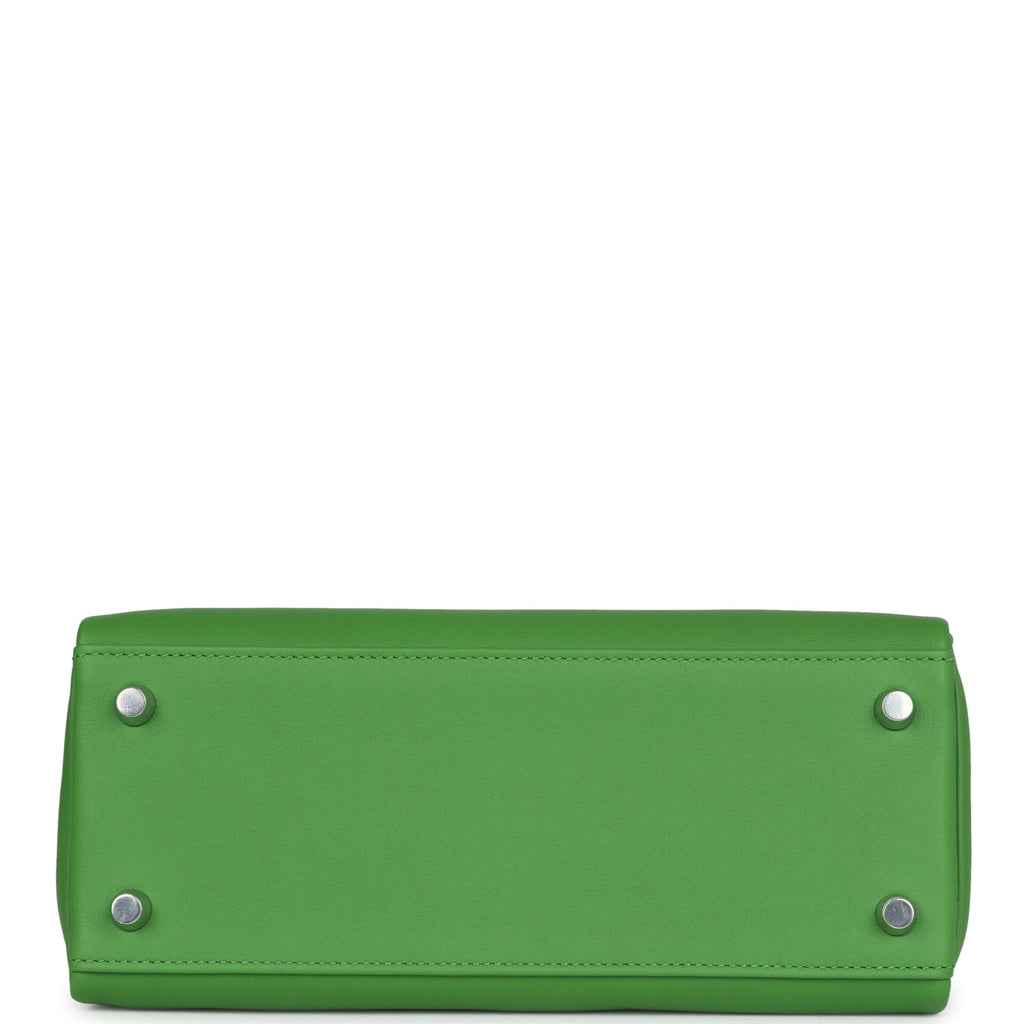 Hermes Kelly Retourne 25 Vert Yucca Swift Palladium Hardware - Exclusu