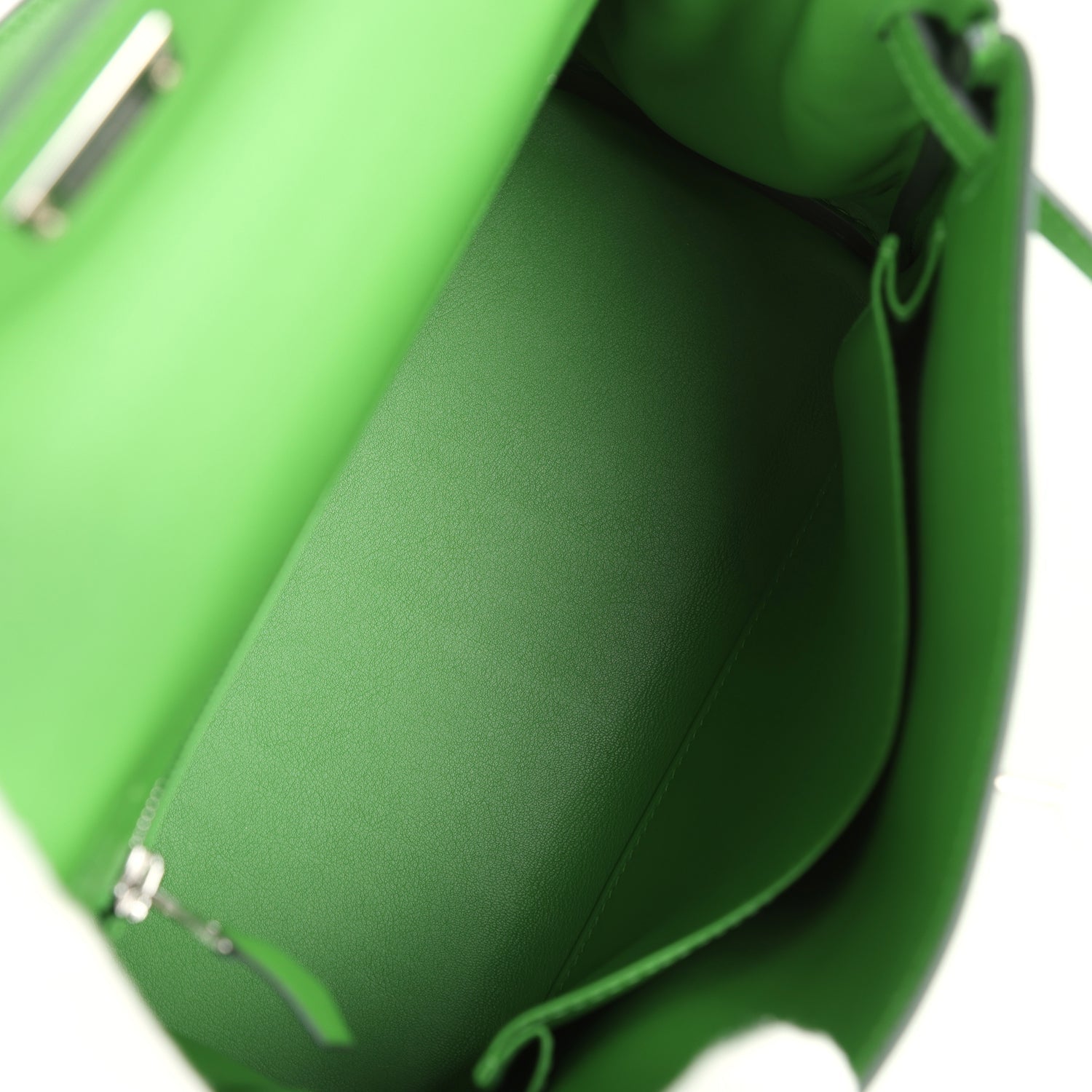 Hermes Kelly Retourne 25 Vert Yucca Swift Palladium Hardware - Exclusu