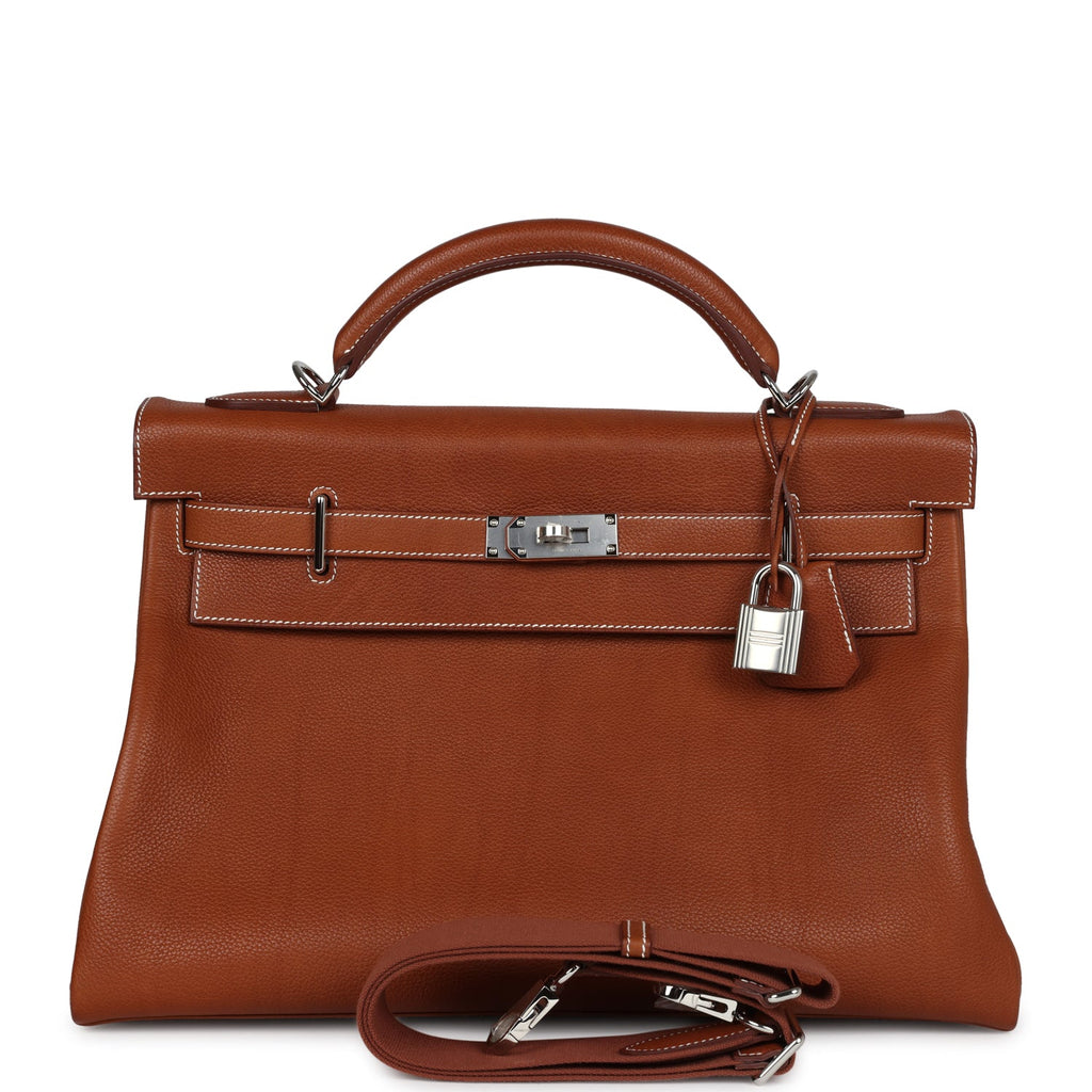 Hermes Kelly 42 Maxi Gold Togo Palladium Hardware - Exclusu