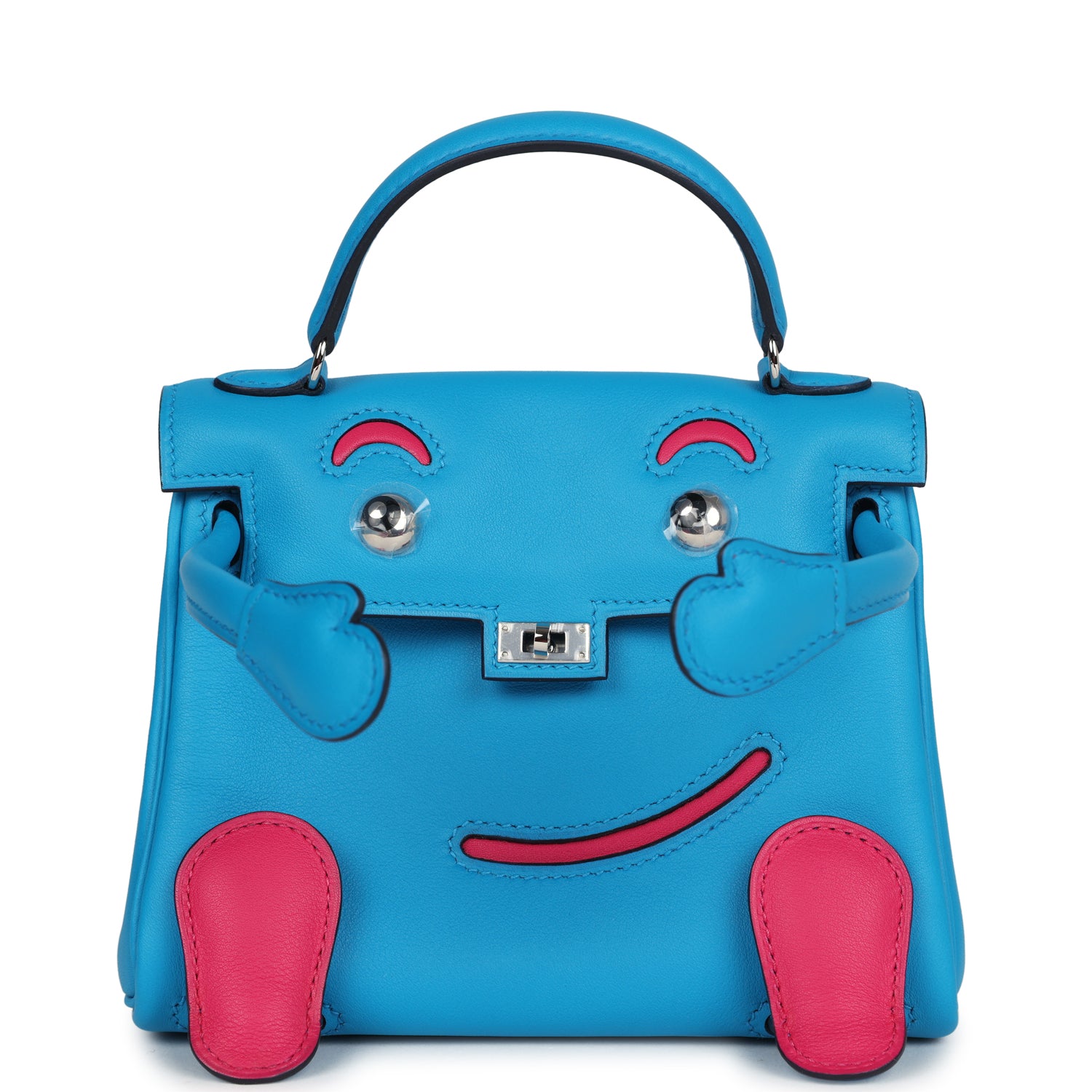Hermes 'Quelle Idolle' Kelly Doll Bleu Frida and Rose Extreme Swift Palladium Hardware - Exclusu