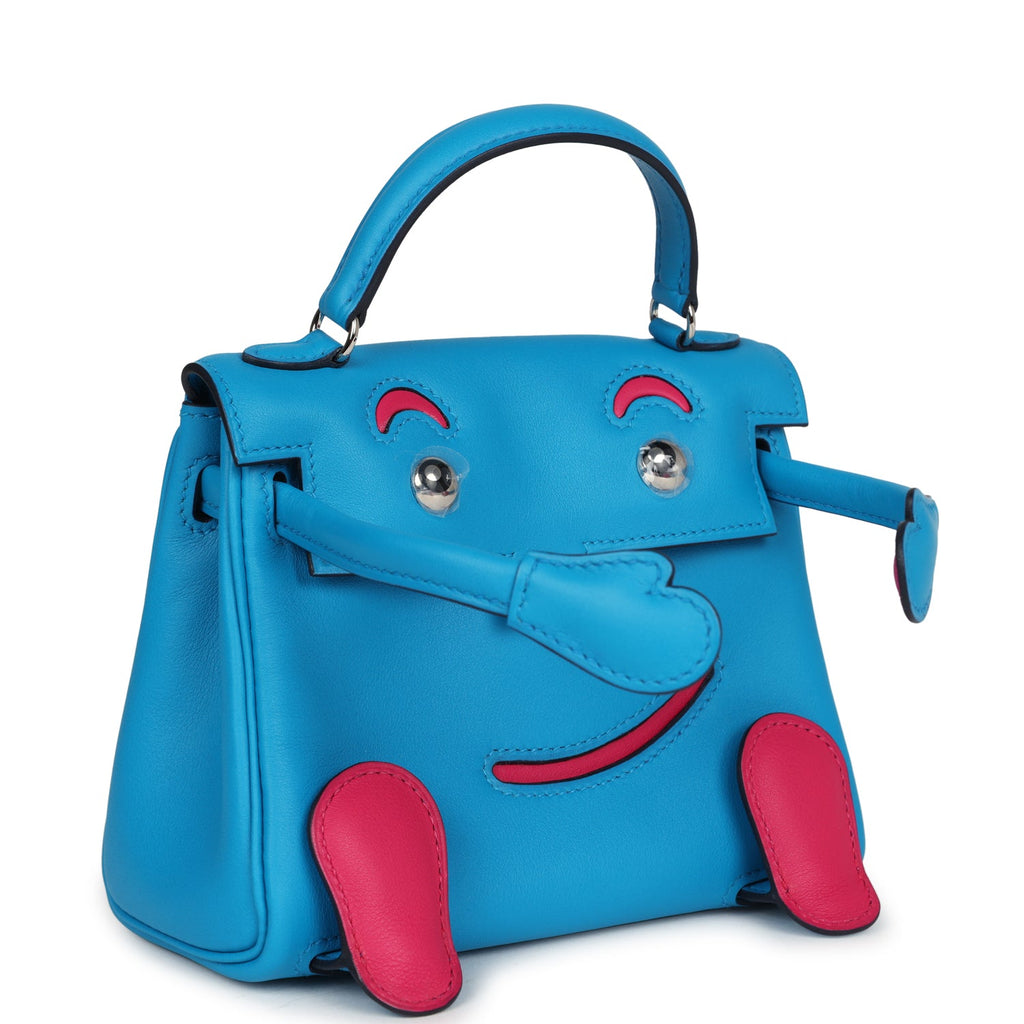 Hermes 'Quelle Idolle' Kelly Doll Bleu Frida and Rose Extreme Swift Palladium Hardware - Exclusu