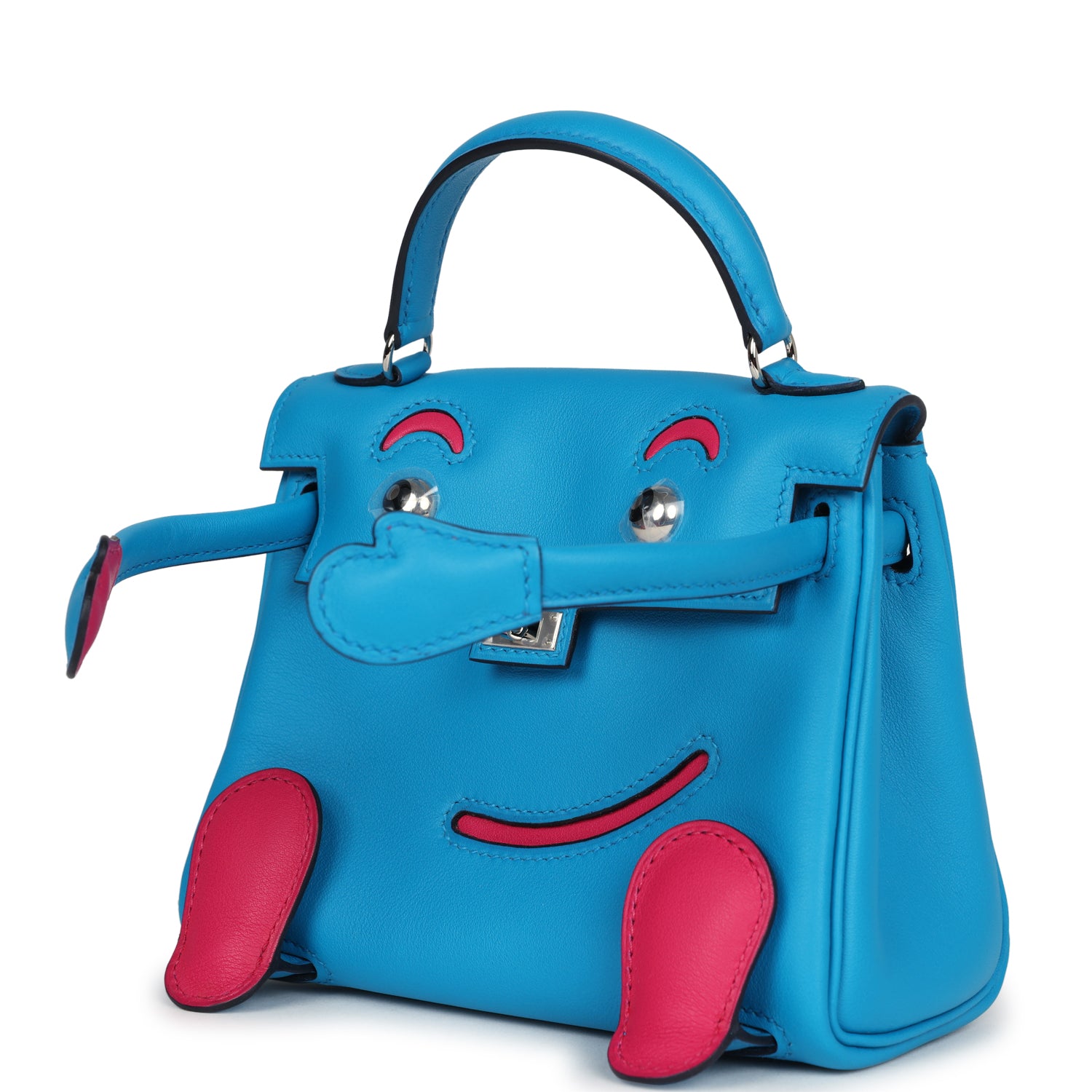 Hermes 'Quelle Idolle' Kelly Doll Bleu Frida and Rose Extreme Swift Palladium Hardware - Exclusu