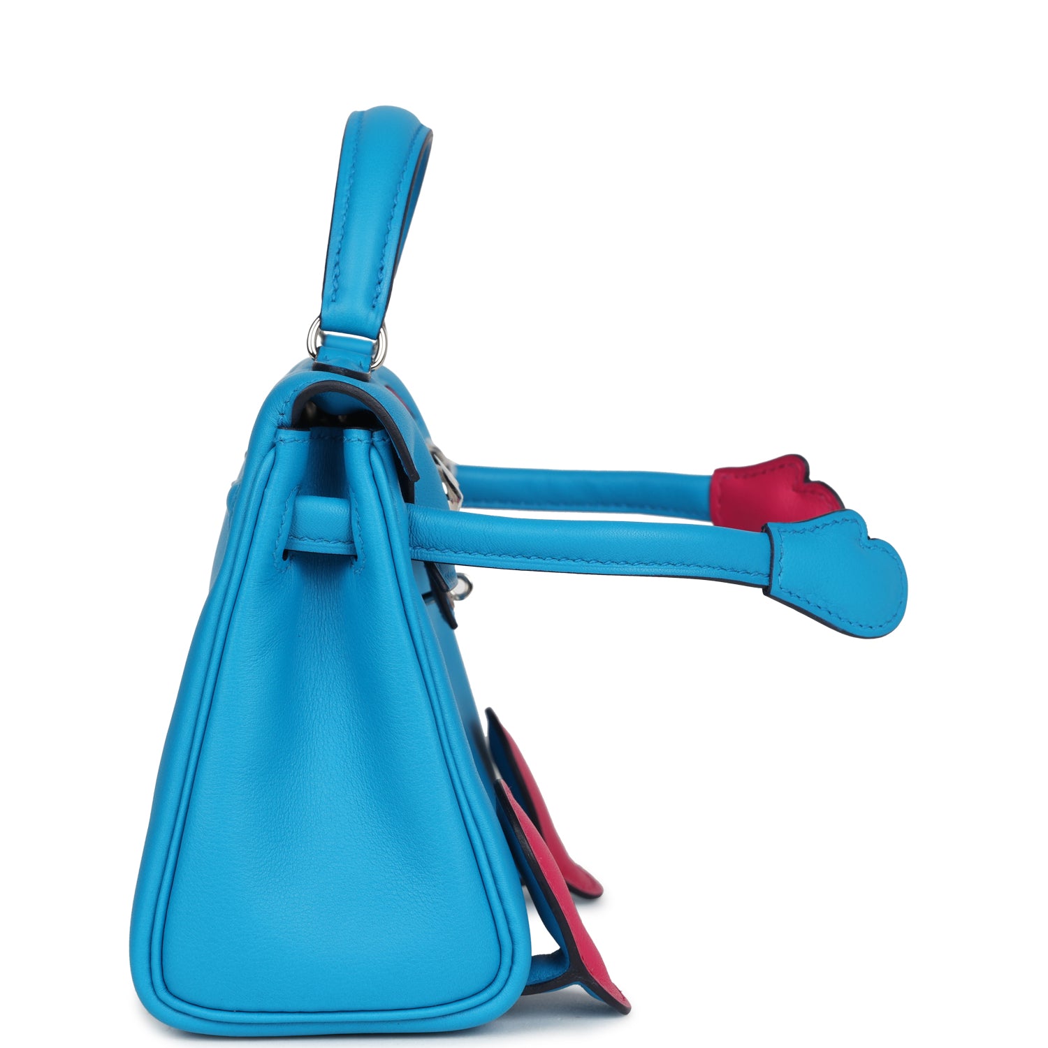 Hermes 'Quelle Idolle' Kelly Doll Bleu Frida and Rose Extreme Swift Palladium Hardware - Exclusu