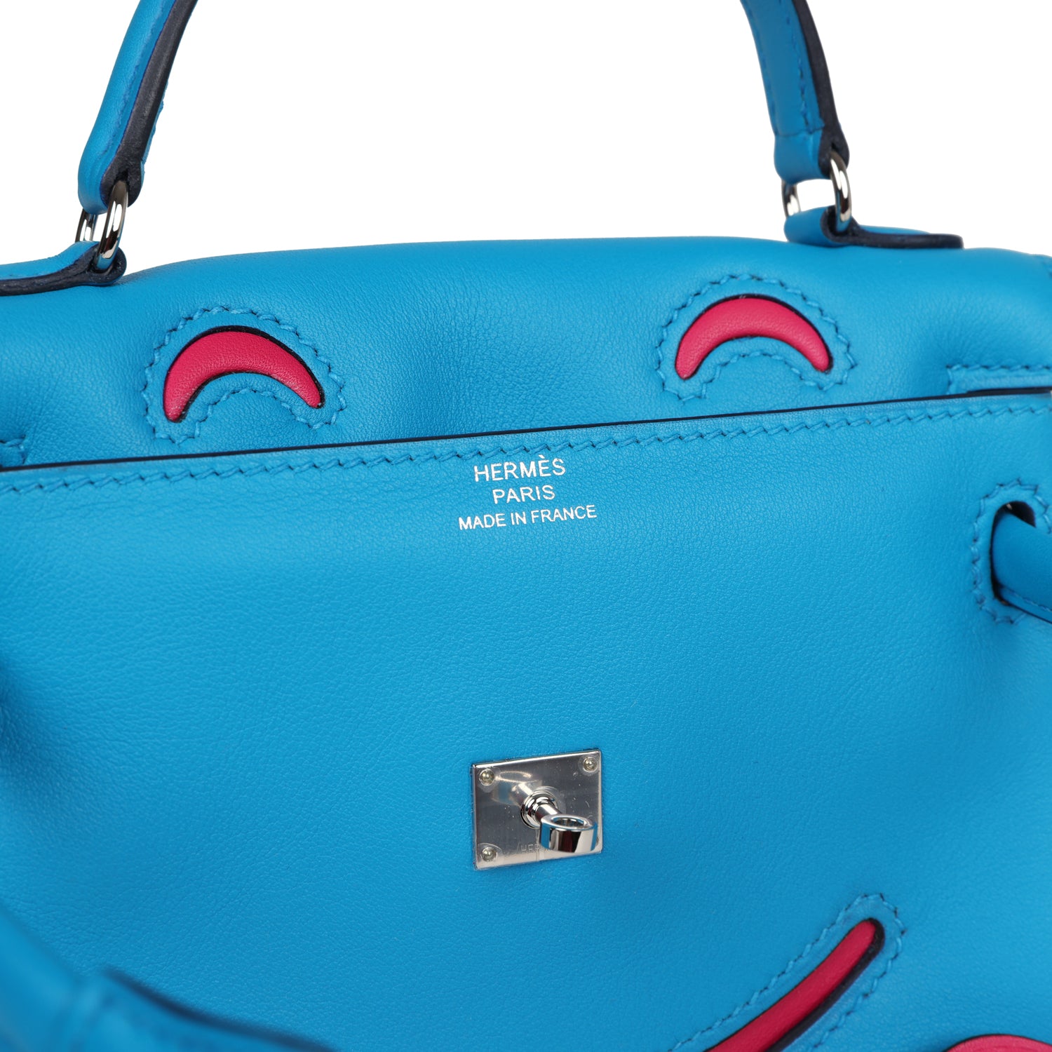 Hermes 'Quelle Idolle' Kelly Doll Bleu Frida and Rose Extreme Swift Palladium Hardware - Exclusu