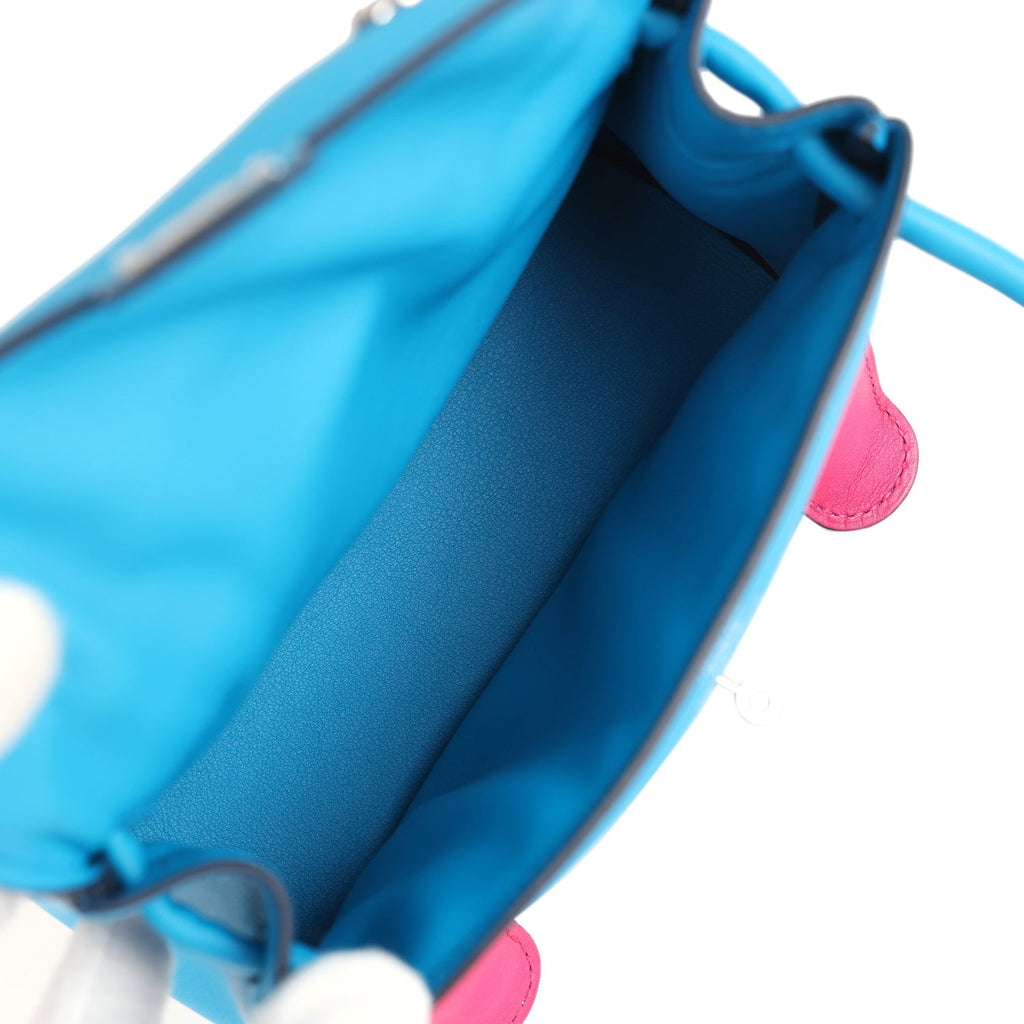 Hermes 'Quelle Idolle' Kelly Doll Bleu Frida and Rose Extreme Swift Palladium Hardware - Exclusu