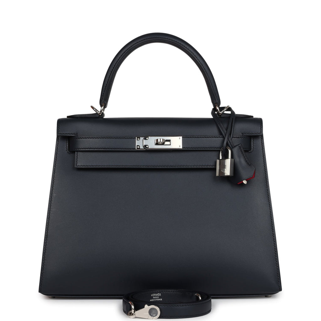 Hermes Special Order (HSS) Kelly Sellier 28 Bleu Obscur Verso Sombrero Palladium Hardware - Exclusu