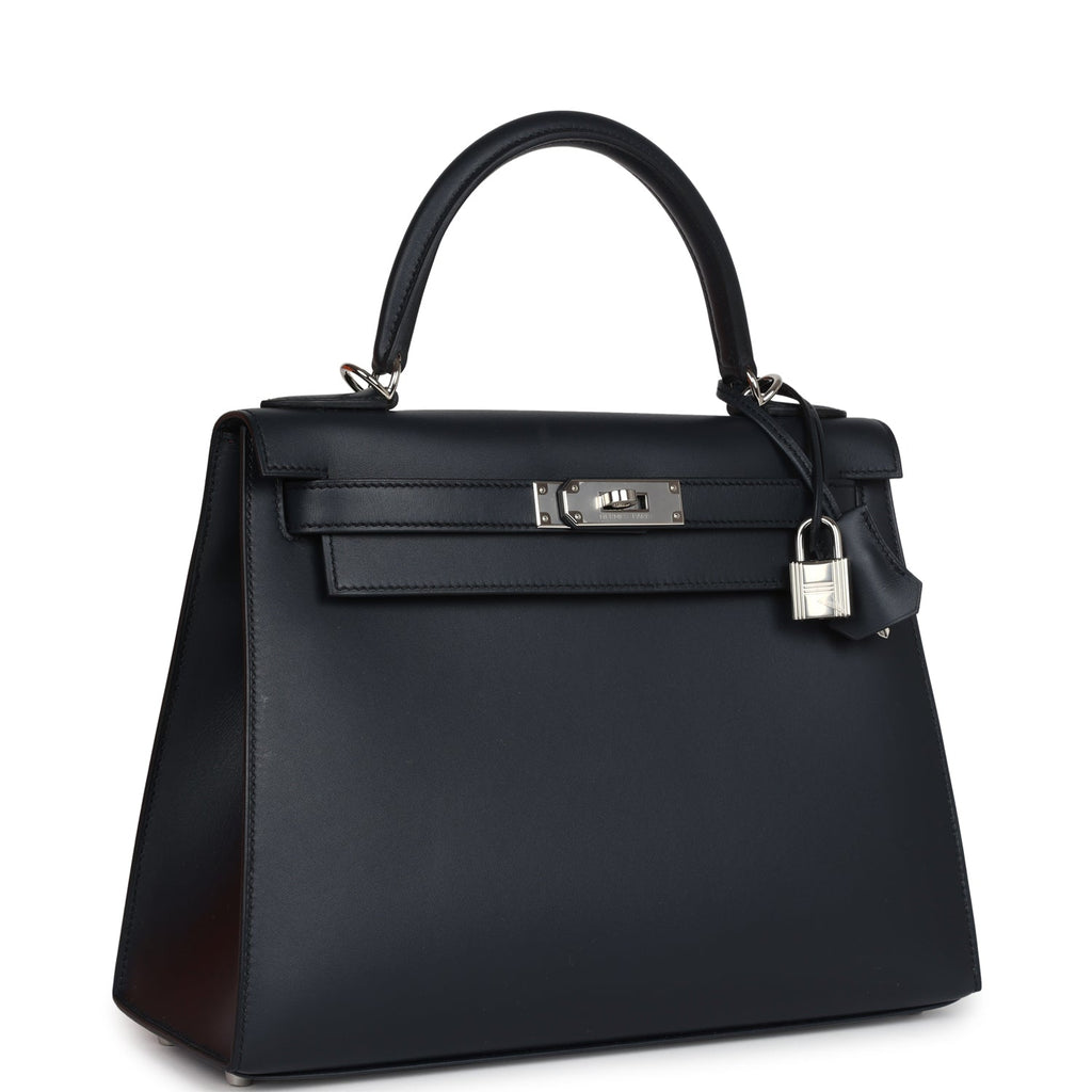 Hermes Special Order (HSS) Kelly Sellier 28 Bleu Obscur Verso Sombrero Palladium Hardware - Exclusu