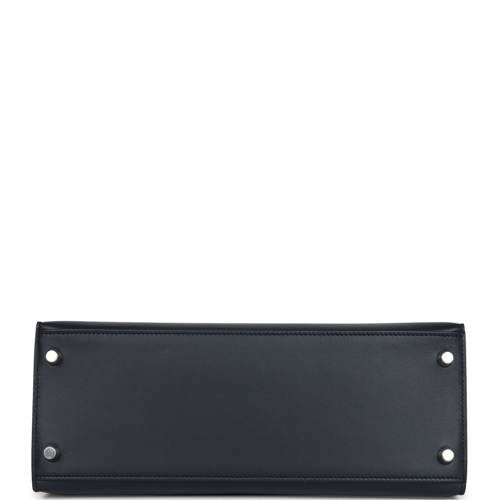 Hermes Special Order (HSS) Kelly Sellier 28 Bleu Obscur Verso Sombrero Palladium Hardware - Exclusu