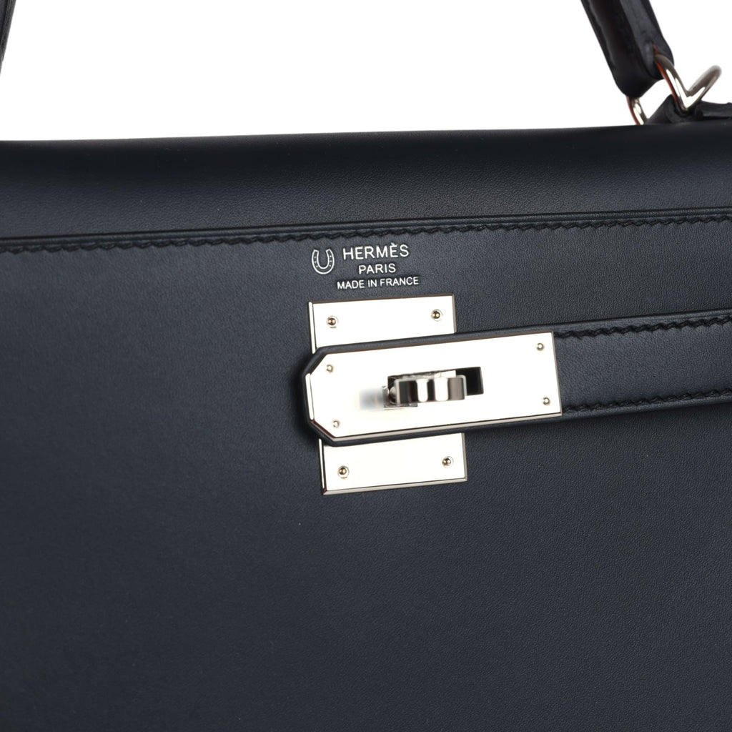 Hermes Special Order (HSS) Kelly Sellier 28 Bleu Obscur Verso Sombrero Palladium Hardware - Exclusu