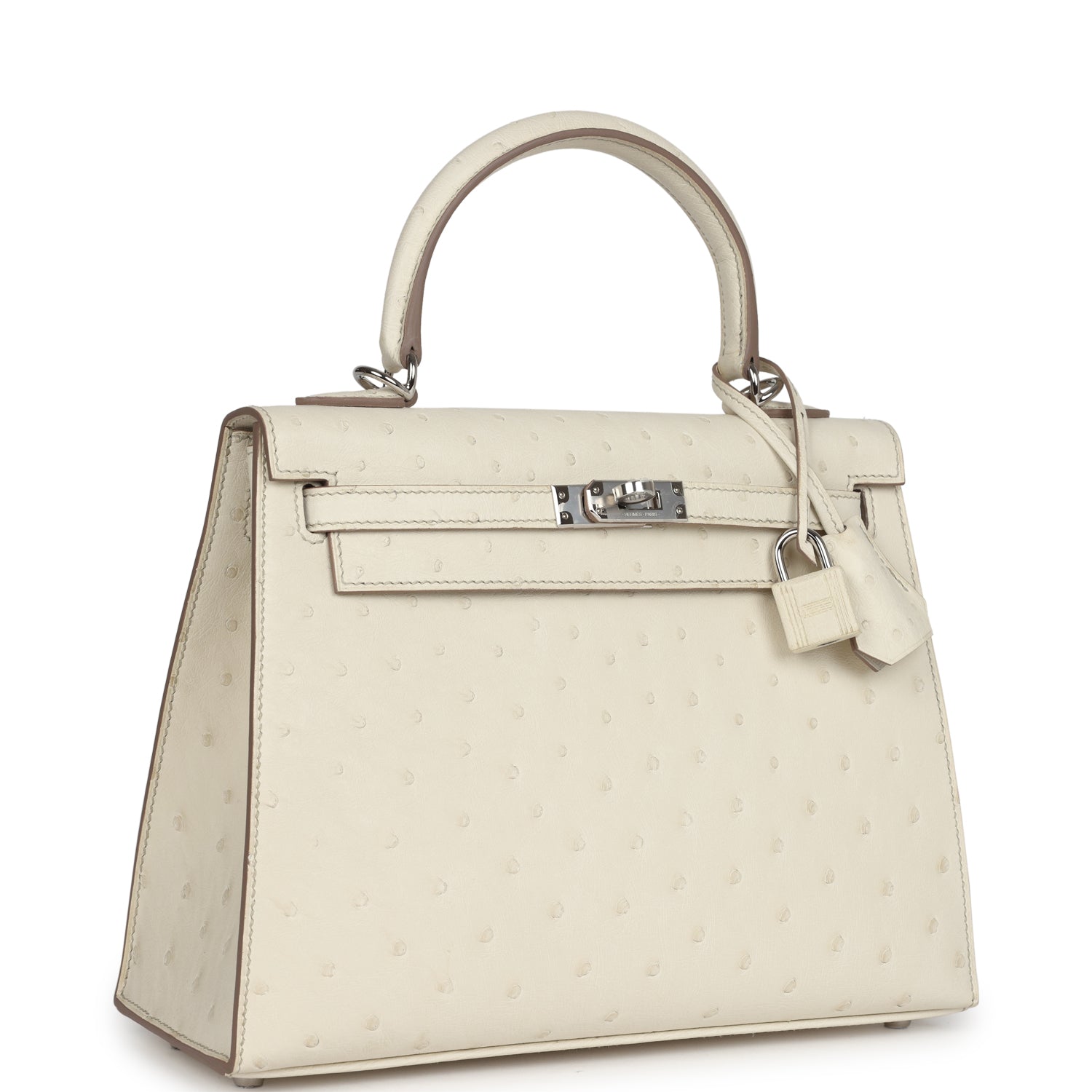 Hermes Kelly Sellier 25 Beton Ostrich Palladium Hardware - Exclusu