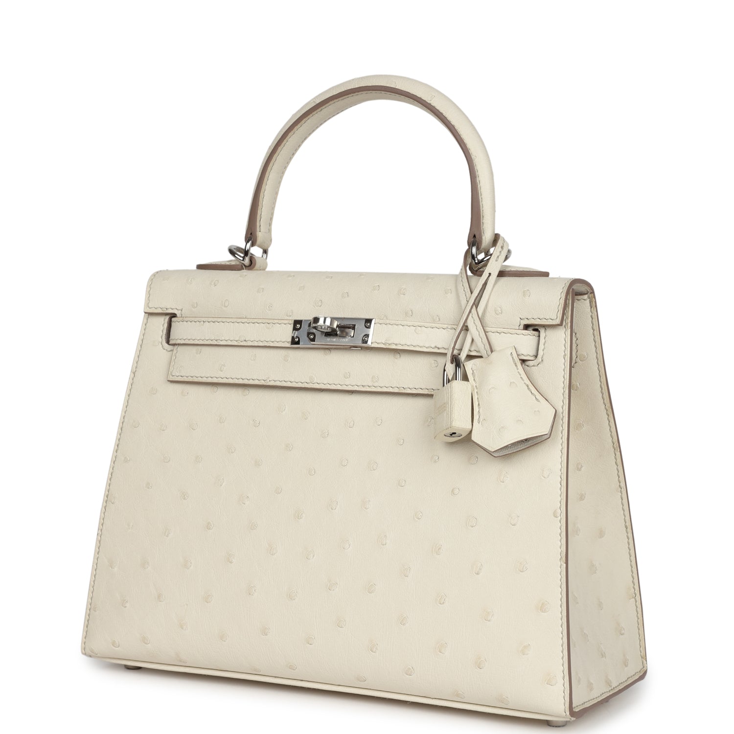 Hermes Kelly Sellier 25 Beton Ostrich Palladium Hardware - Exclusu