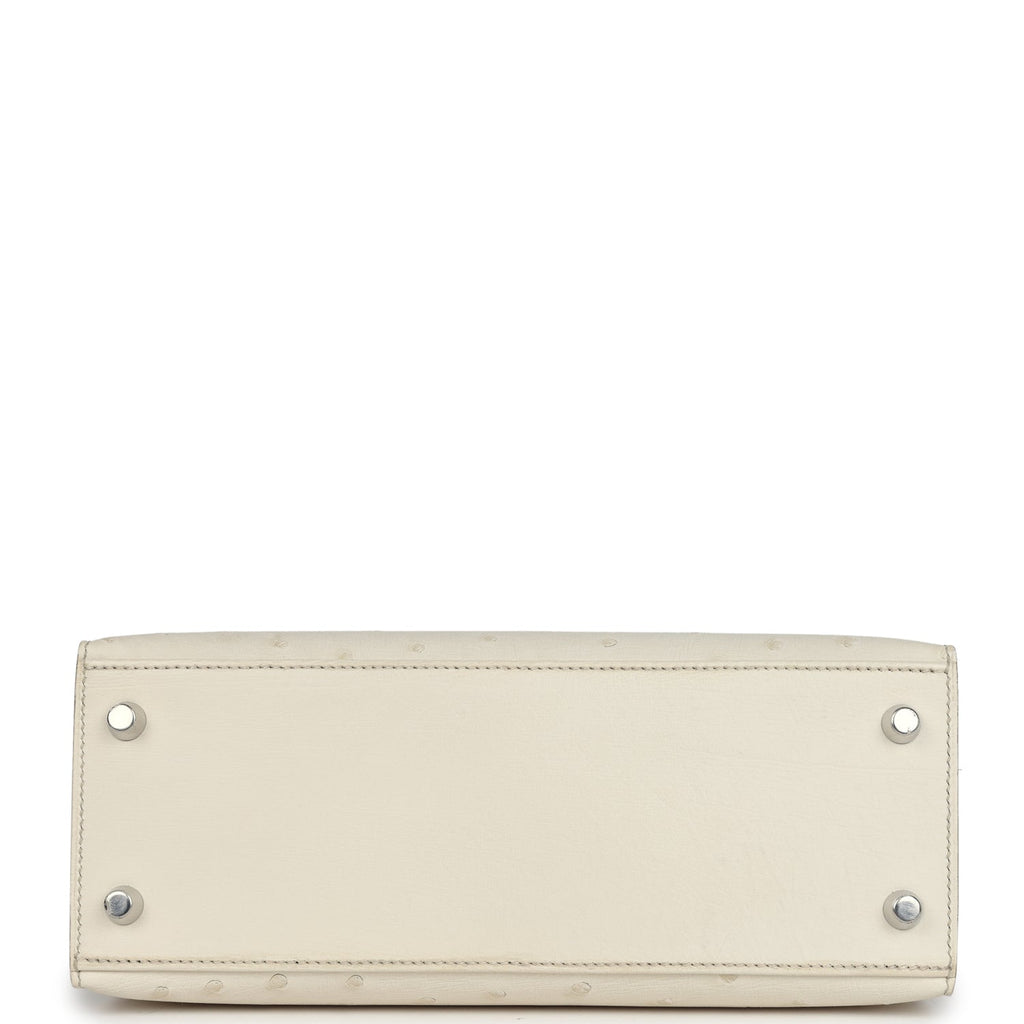 Hermes Kelly Sellier 25 Beton Ostrich Palladium Hardware - Exclusu