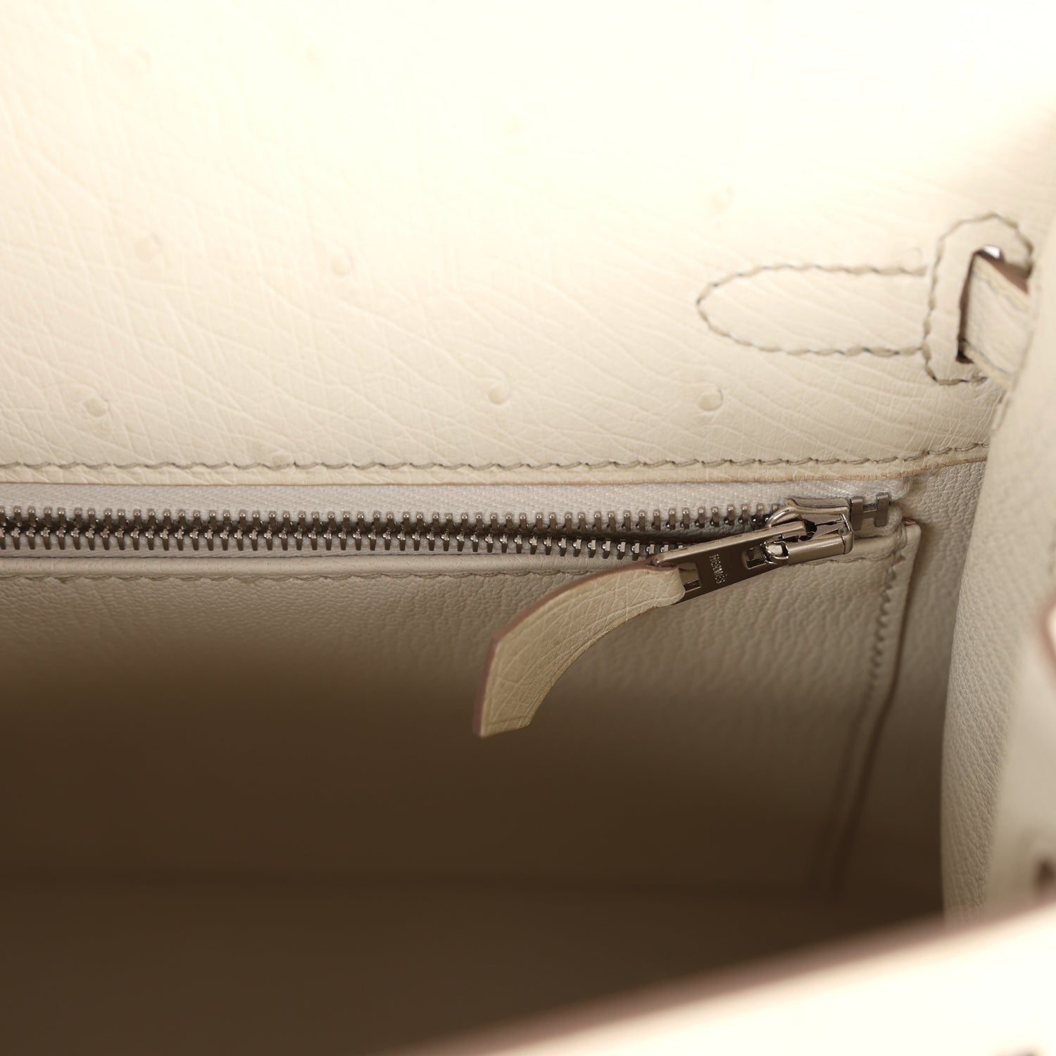 Hermes Kelly Sellier 25 Beton Ostrich Palladium Hardware - Exclusu