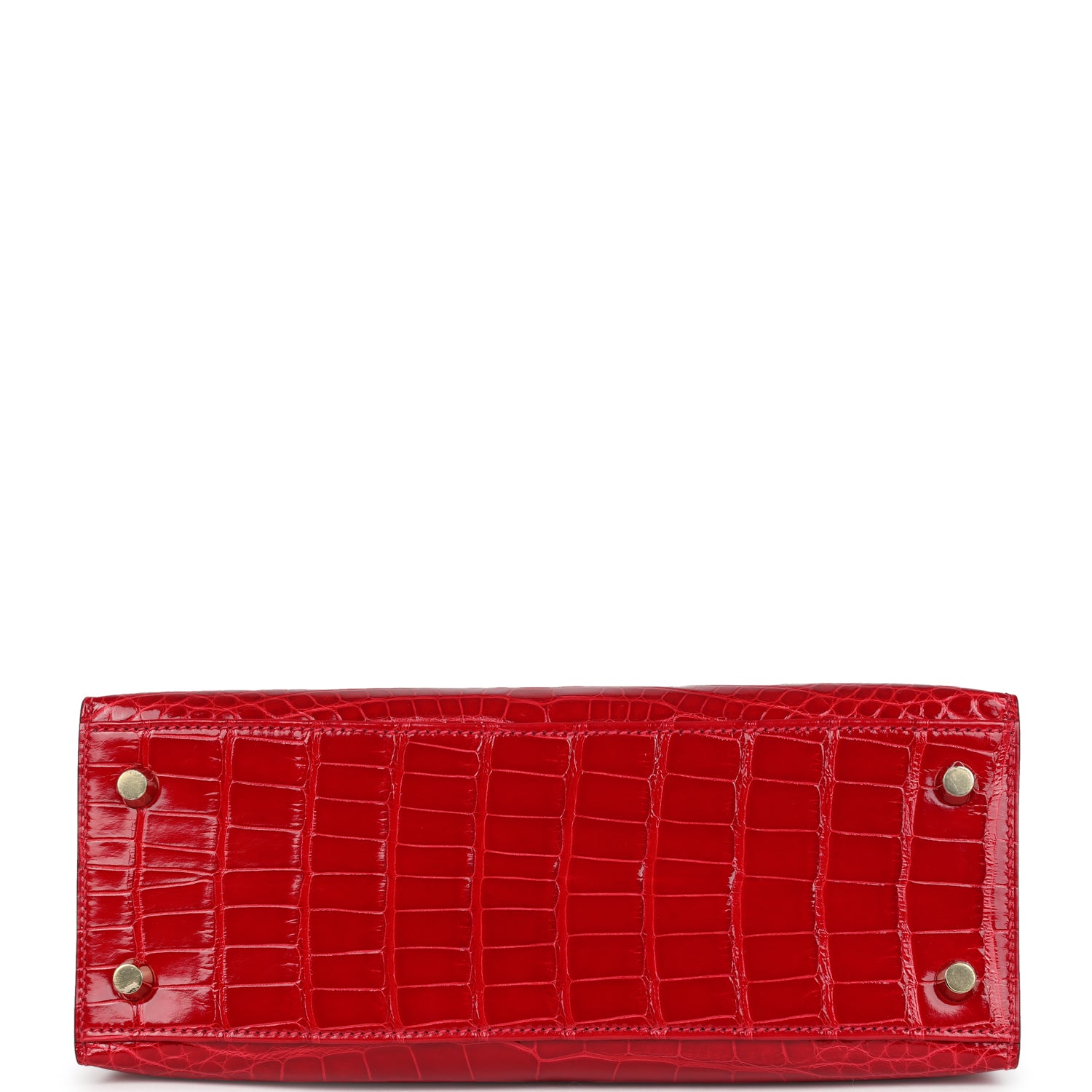 Hermes Kelly 25 Sellier Braise Shiny Alligator Mississippiensis Gold Hardware - Exclusu