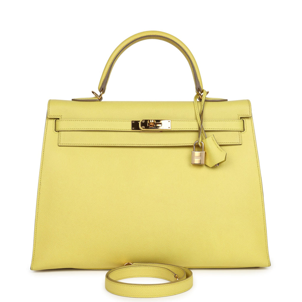 Hermes Kelly Sellier 35 Soufre Epsom Gold Hardware - Exclusu