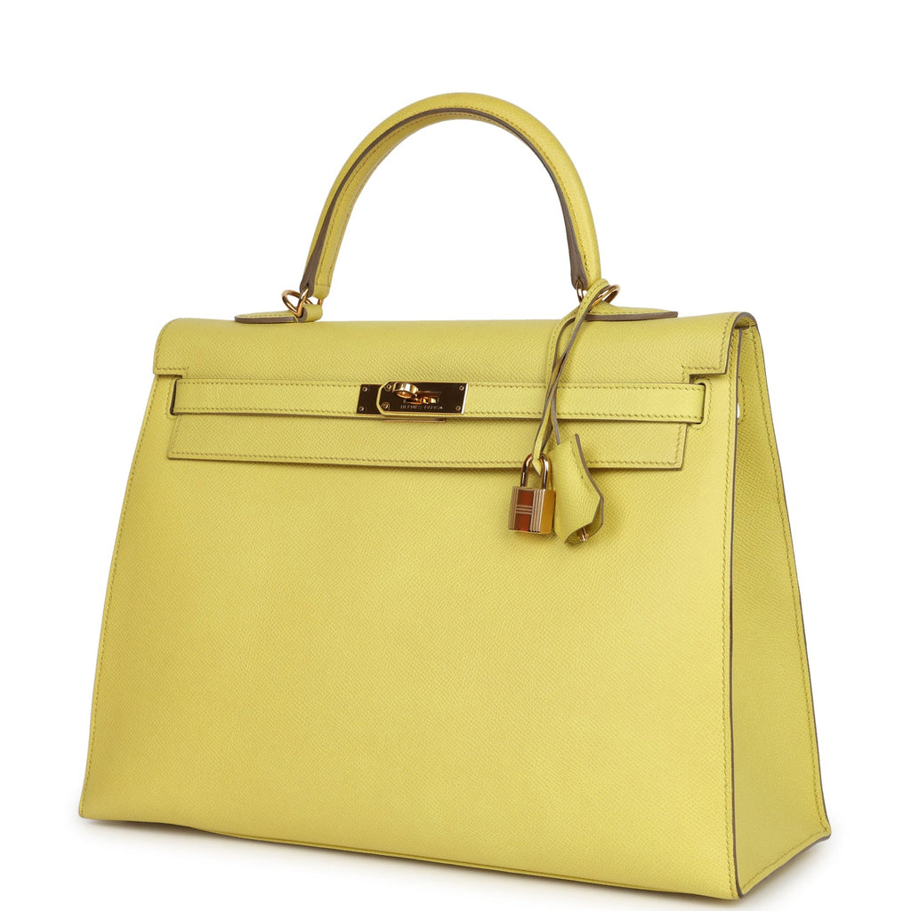 Hermes Kelly Sellier 35 Soufre Epsom Gold Hardware - Exclusu