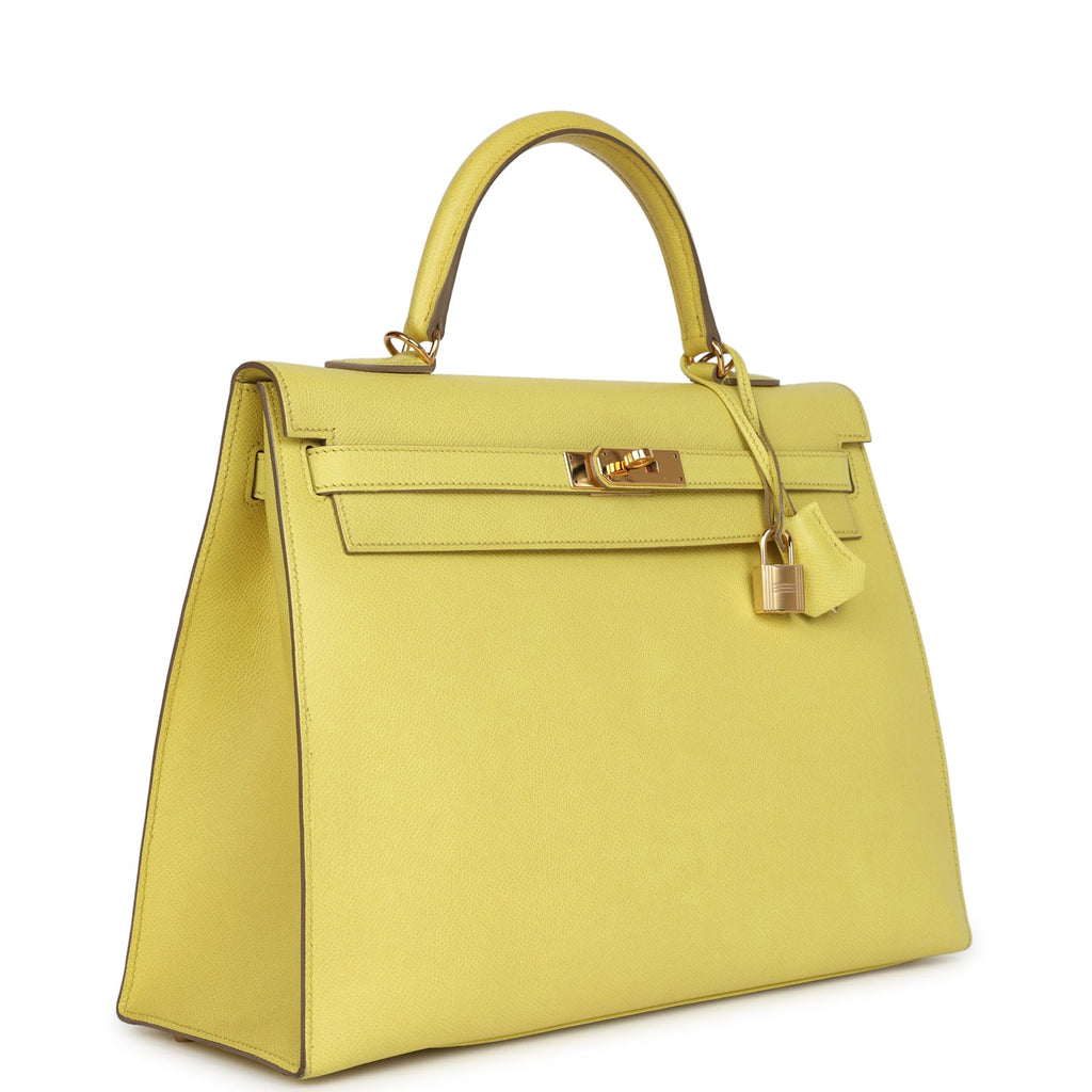 Hermes Kelly Sellier 35 Soufre Epsom Gold Hardware - Exclusu