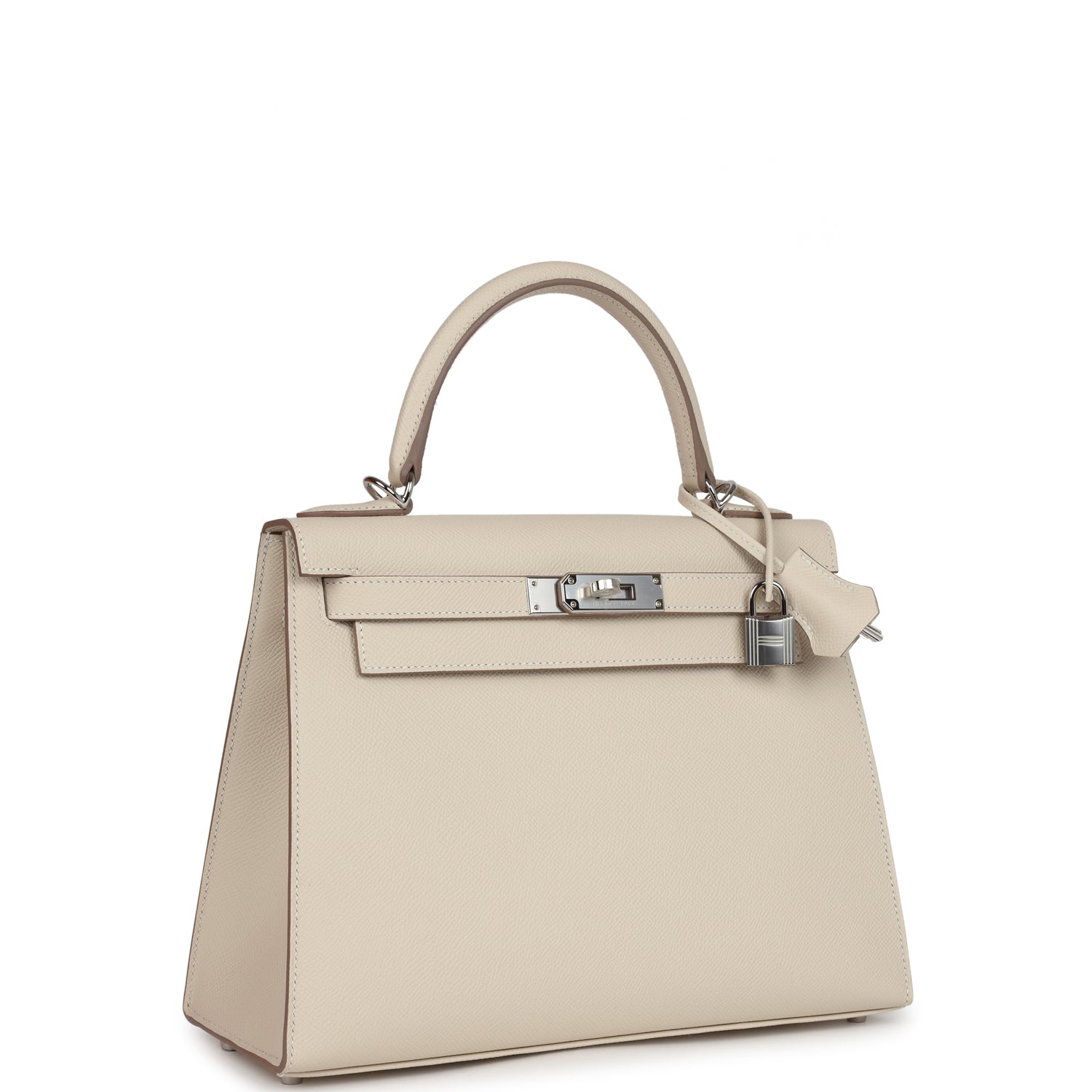 Hermes Kelly Sellier 28 Craie Epsom Palladium Hardware - Exclusu
