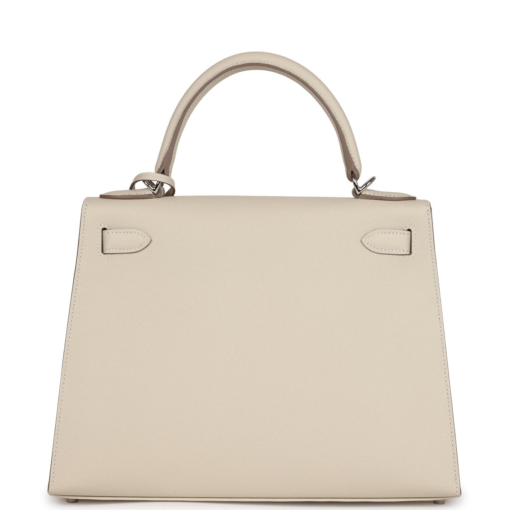 Hermes Kelly Sellier 28 Craie Epsom Palladium Hardware - Exclusu