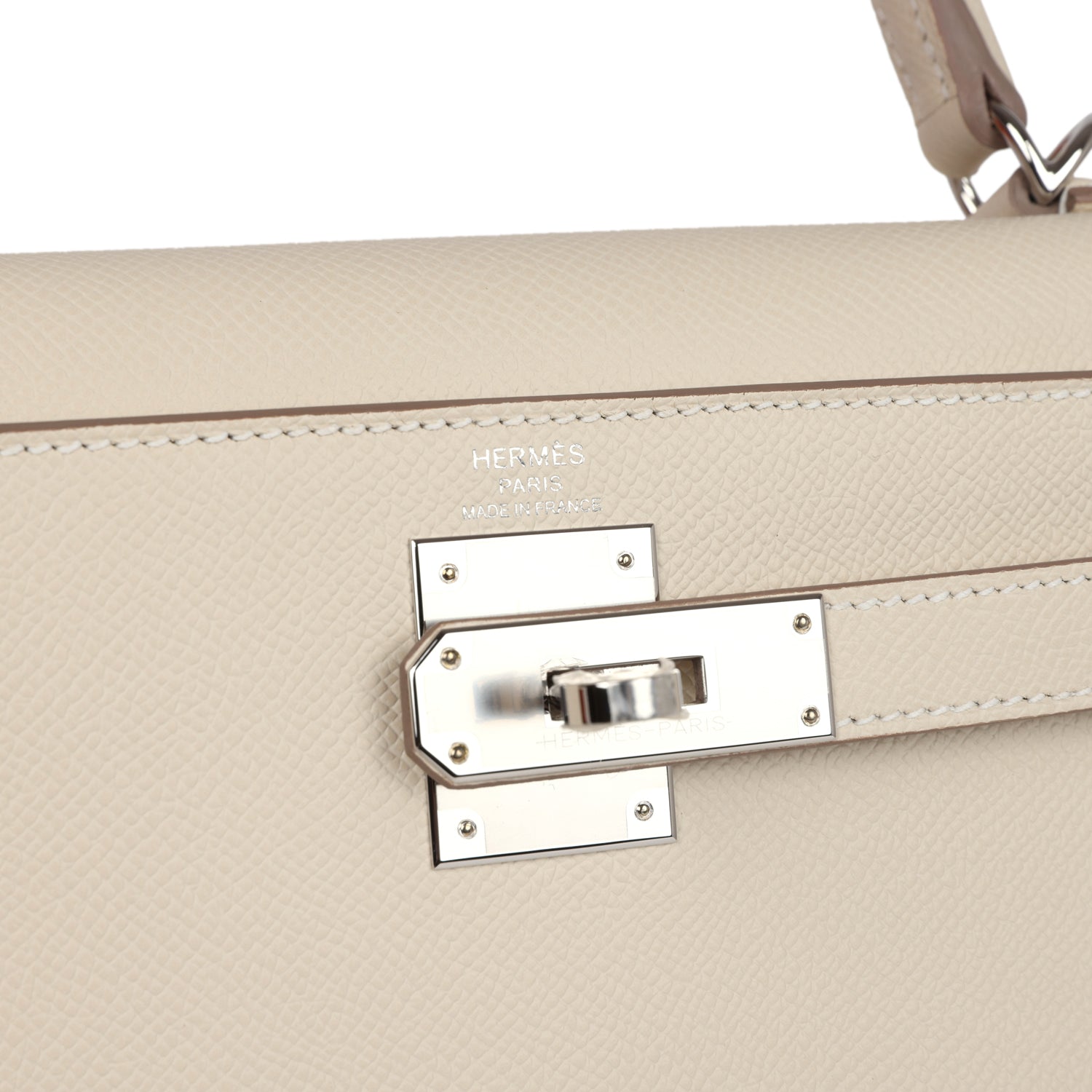 Hermes Kelly Sellier 28 Craie Epsom Palladium Hardware - Exclusu