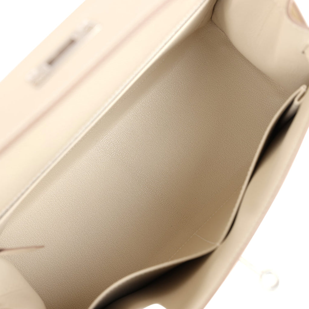 Hermes Kelly Sellier 28 Craie Epsom Palladium Hardware - Exclusu
