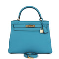 Hermes Kelly Retourne 28 Turquoise Togo Gold Hardware - Exclusu