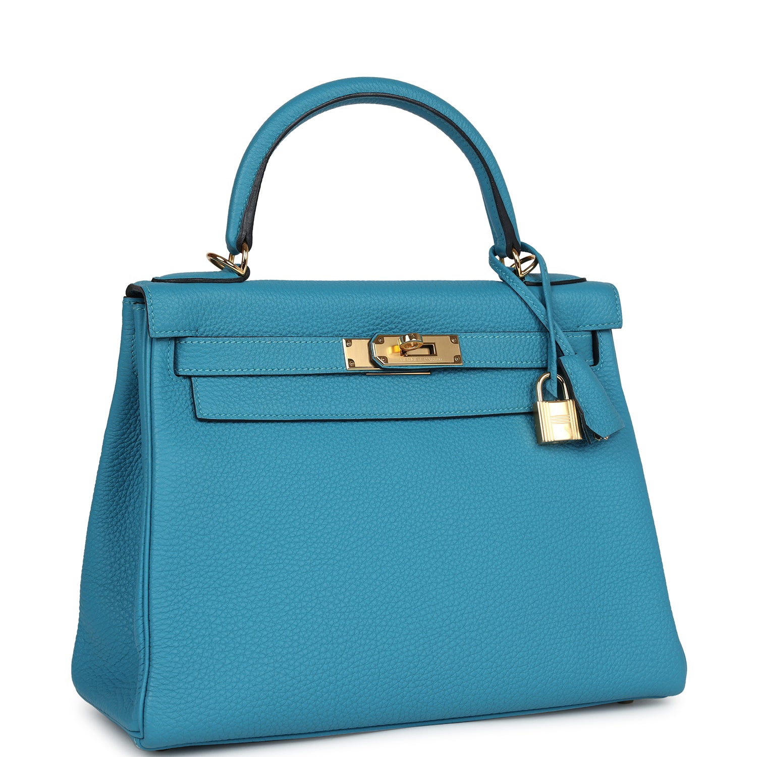 Hermes Kelly Retourne 28 Turquoise Togo Gold Hardware - Exclusu