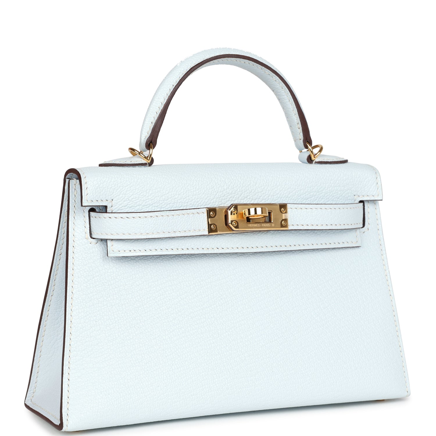 Hermes Kelly Sellier 20 Bleu Brume Chevre Gold Hardware - Exclusu
