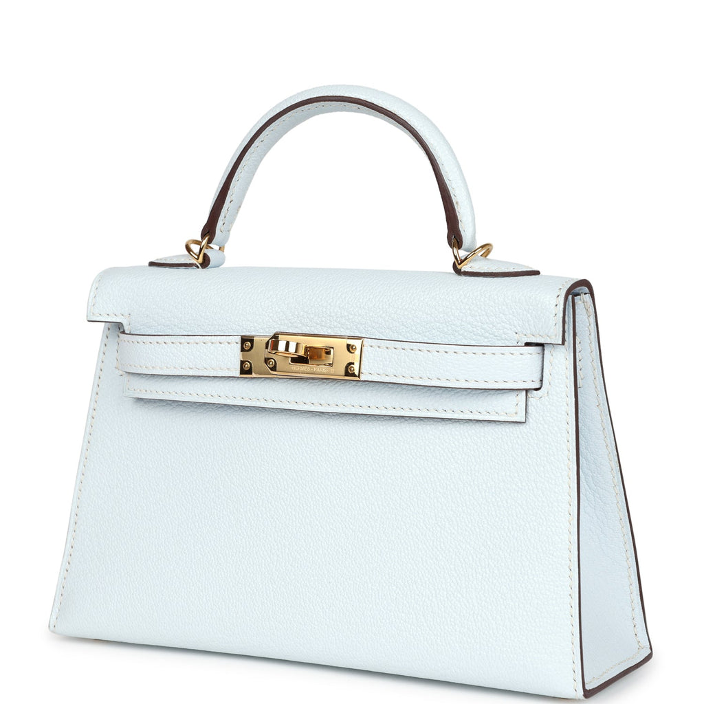 Hermes Kelly Sellier 20 Bleu Brume Chevre Gold Hardware - Exclusu