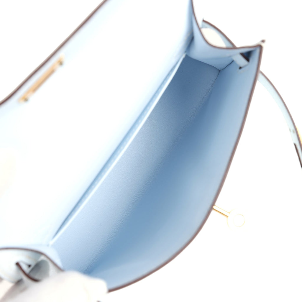 Hermes Kelly Sellier 20 Bleu Brume Chevre Gold Hardware - Exclusu