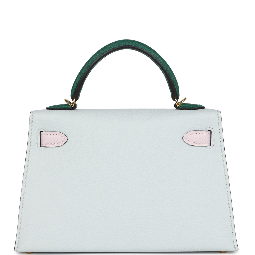 Hermes Kelly Sellier 20 Tri-color Gris Platine, Mauve Pale and Vert Moyen Epsom Gold Hardware - Exclusu