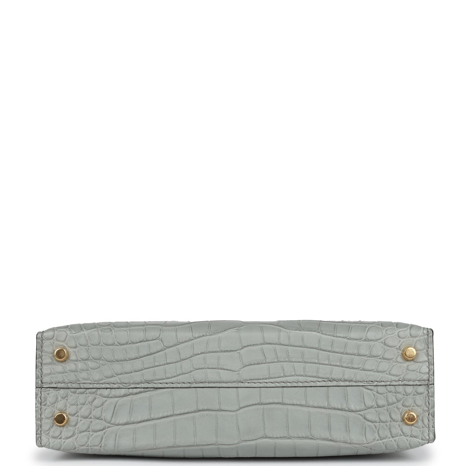 Hermes Kelly Sellier 20 Gris Ciment Matte Alligator Gold Hardware - Exclusu