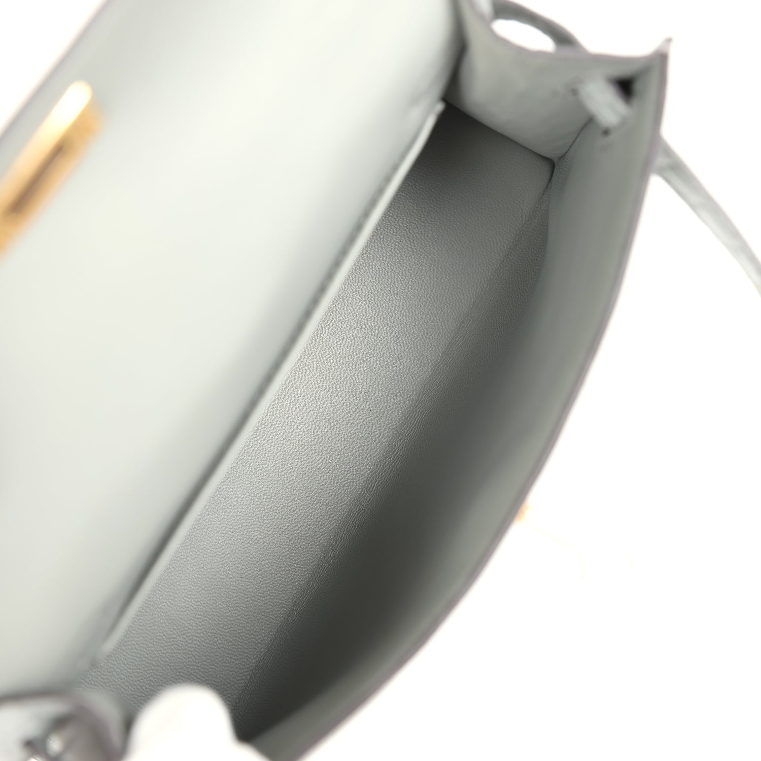 Hermes Kelly Sellier 20 Gris Ciment Matte Alligator Gold Hardware - Exclusu