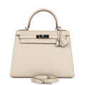 Hermes Kelly Sellier 28 Craie Epsom Palladium Hardware - Exclusu