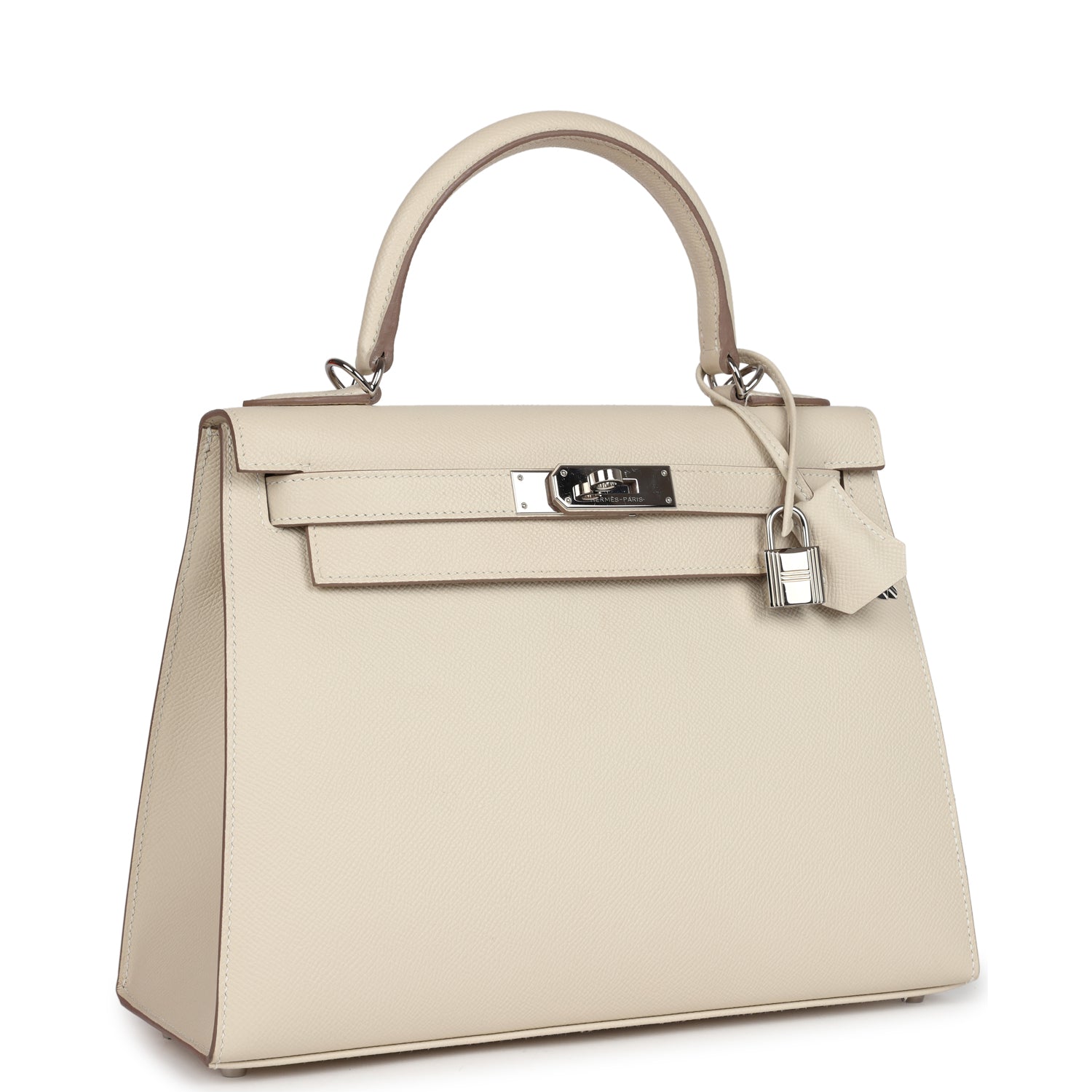 Hermes Kelly Sellier 28 Craie Epsom Palladium Hardware - Exclusu