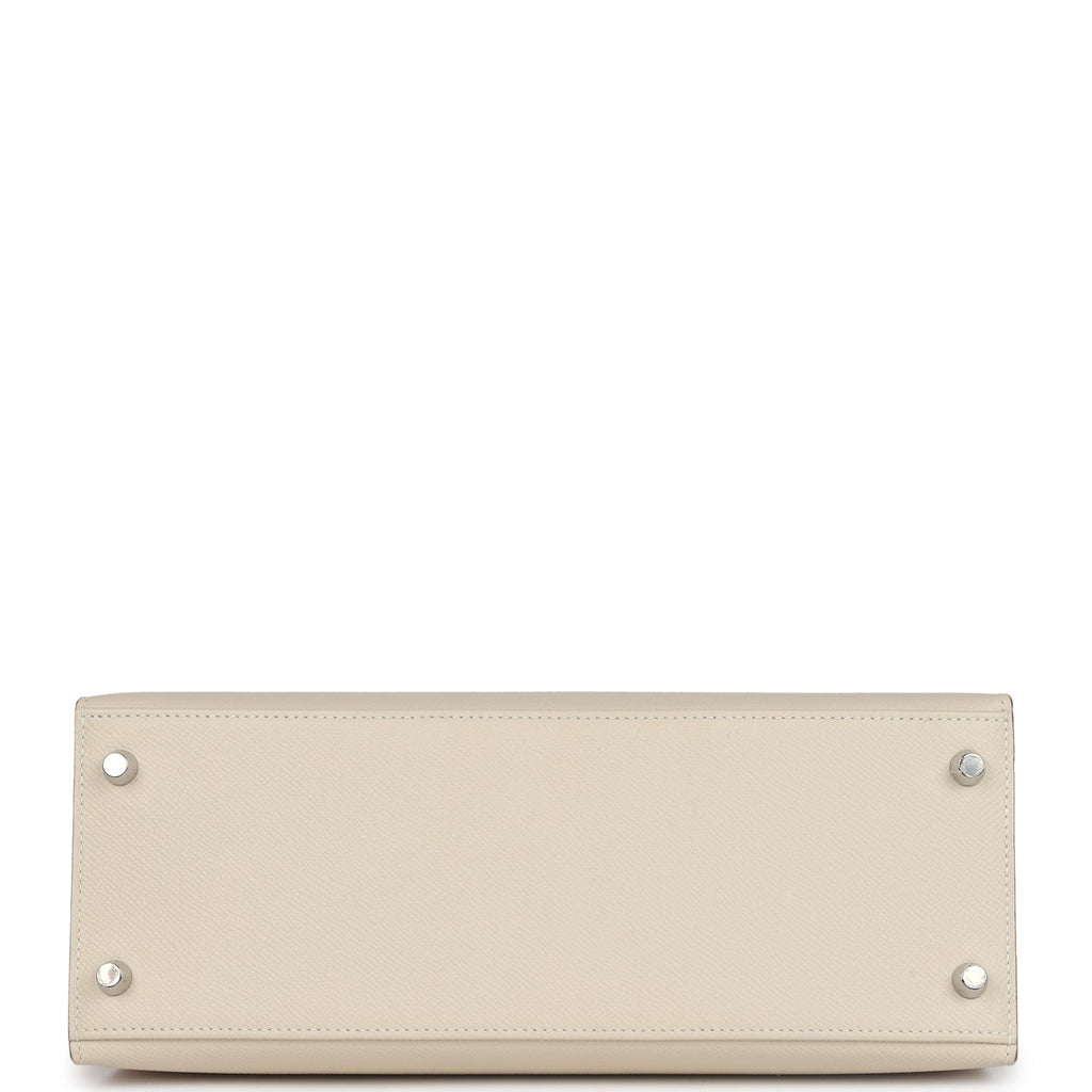 Hermes Kelly Sellier 28 Craie Epsom Palladium Hardware - Exclusu