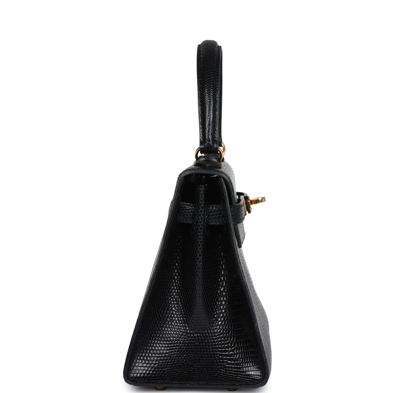 Hermes Kelly Sellier 20 Black Varanus Salvator Lizard Gold Hardware - Exclusu