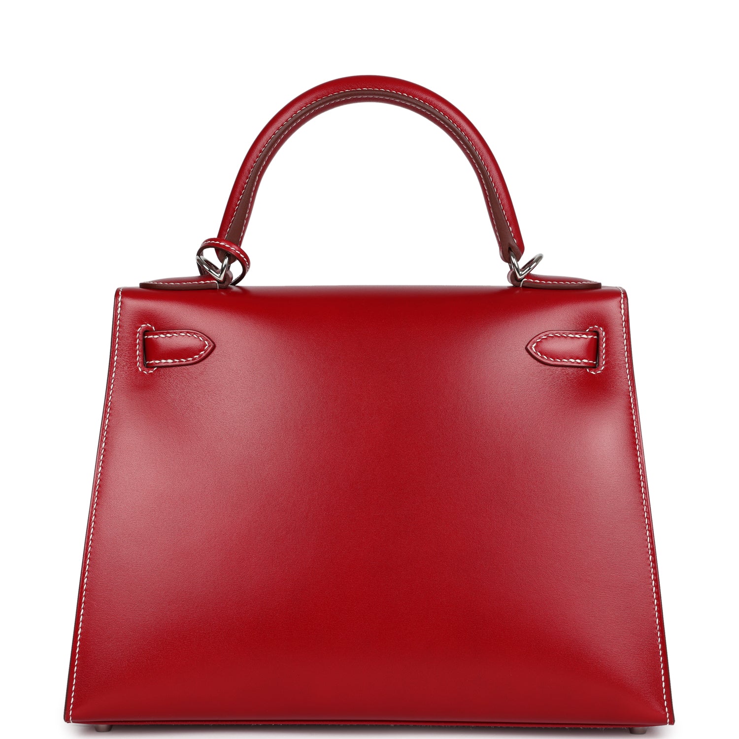 Hermes Kelly Sellier 28 Rouge Piment Box Palladium Hardware - Exclusu