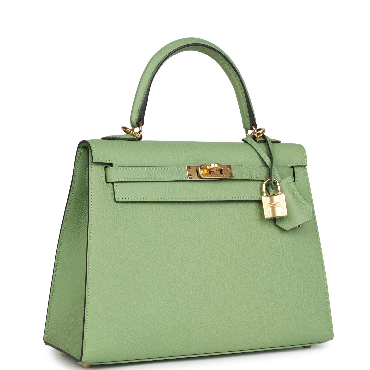 Hermes Kelly Sellier 25 Vert Criquet Epsom Gold Hardware - Exclusu