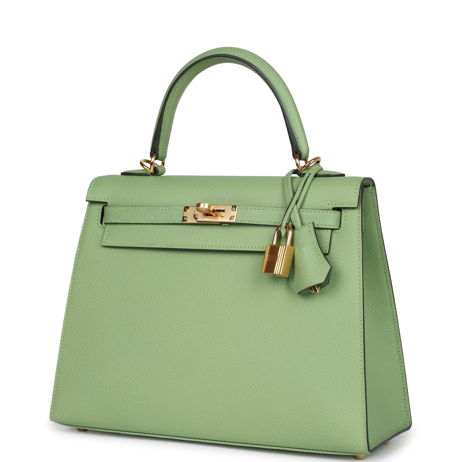 Hermes Kelly Sellier 25 Vert Criquet Epsom Gold Hardware - Exclusu