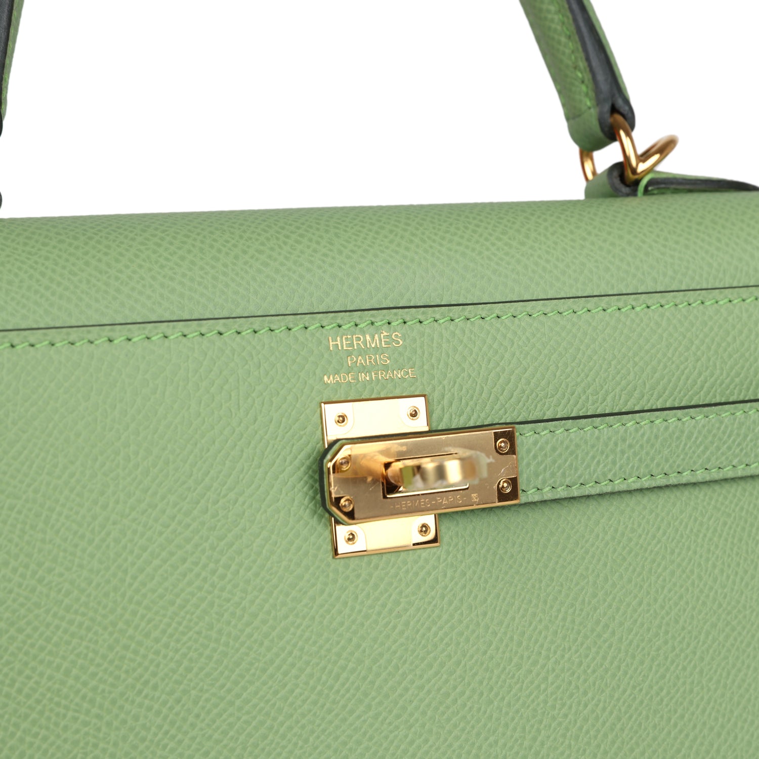 Hermes Kelly Sellier 25 Vert Criquet Epsom Gold Hardware - Exclusu