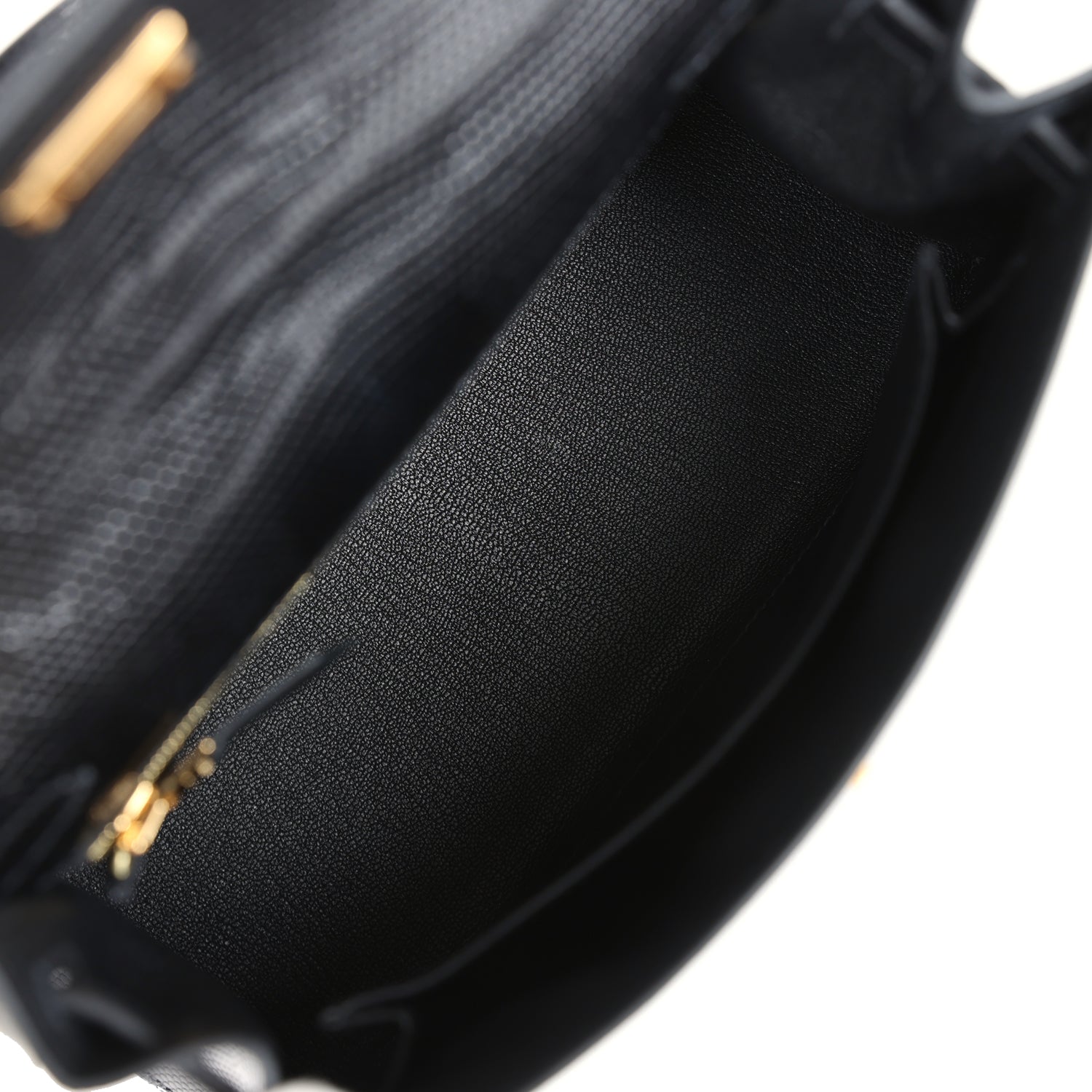 Hermes Kelly Sellier 25 Black Varanus Niloticus Lizard Gold Hardware - Exclusu