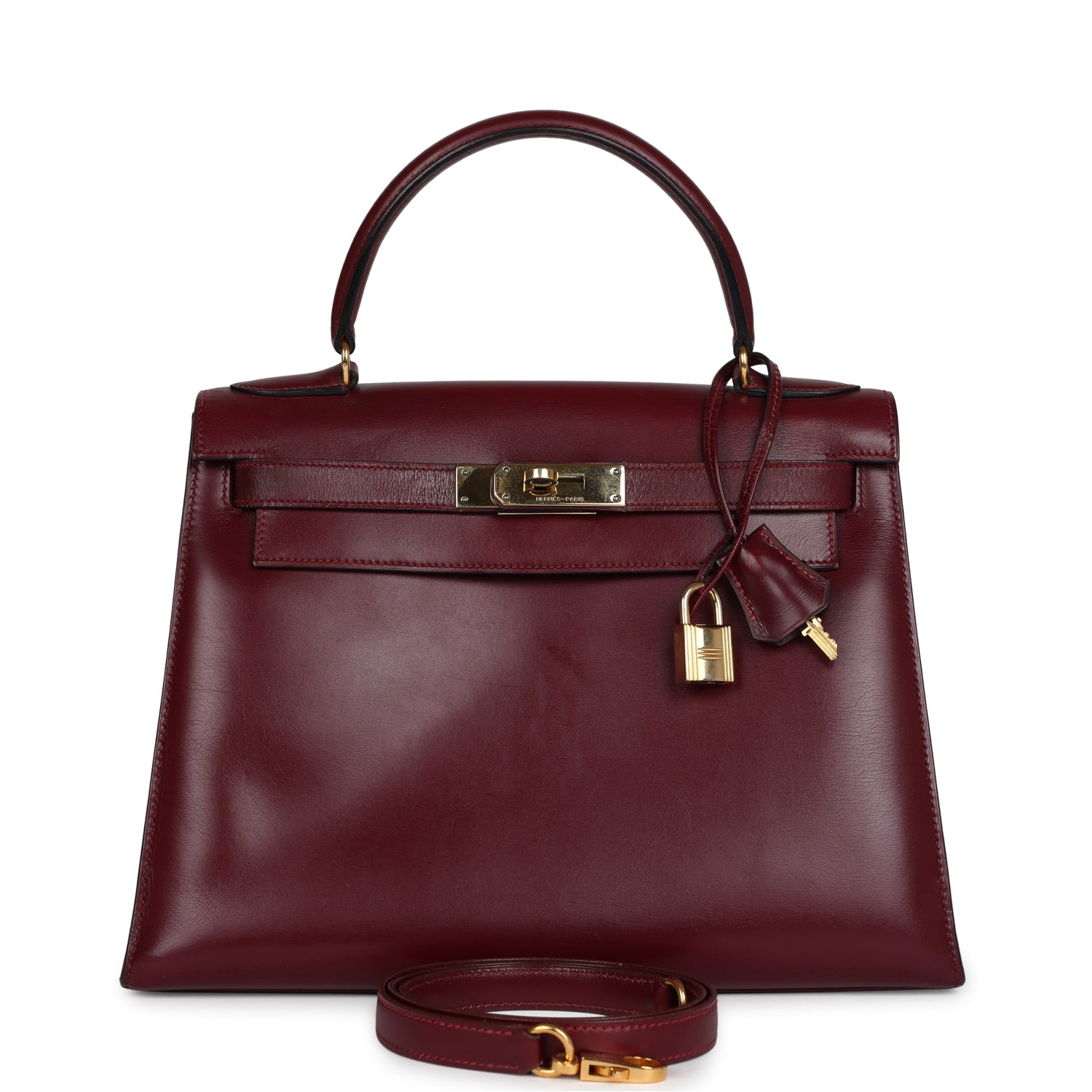 Hermes Kelly Sellier 28 Rouge H Box Gold Hardware