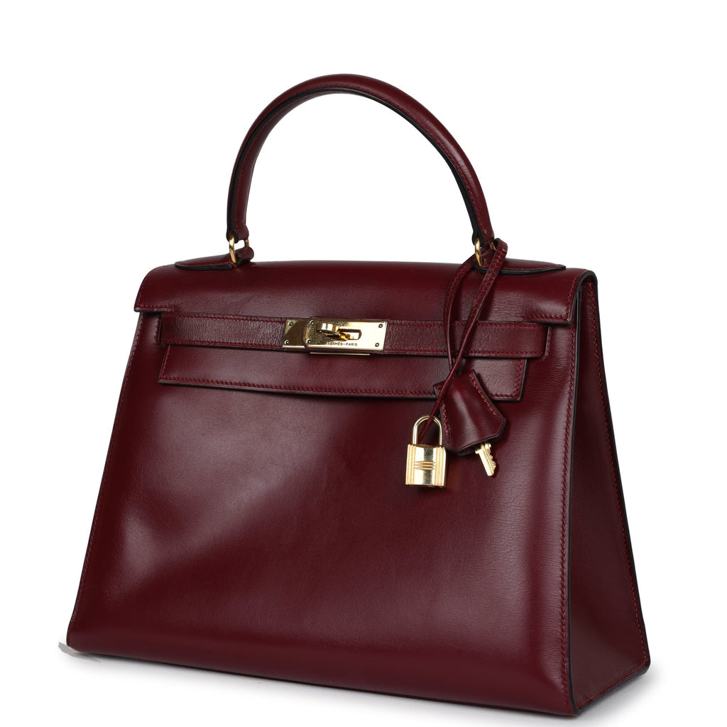 Hermes Kelly Sellier 28 Rouge H Box Gold Hardware