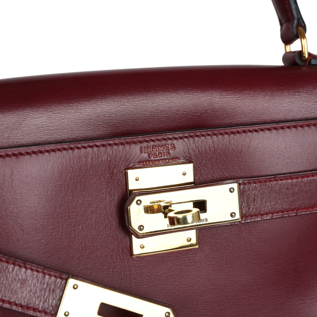 Hermes Kelly Sellier 28 Rouge H Box Gold Hardware