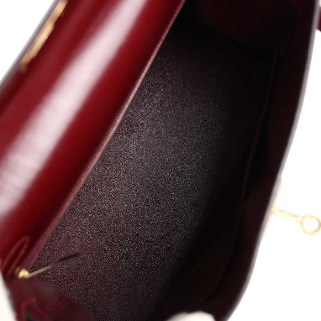 Hermes Kelly Sellier 28 Rouge H Box Gold Hardware